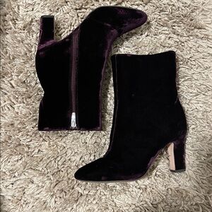 Ralph Lauren Bridgett Burgundy Velvet Booties